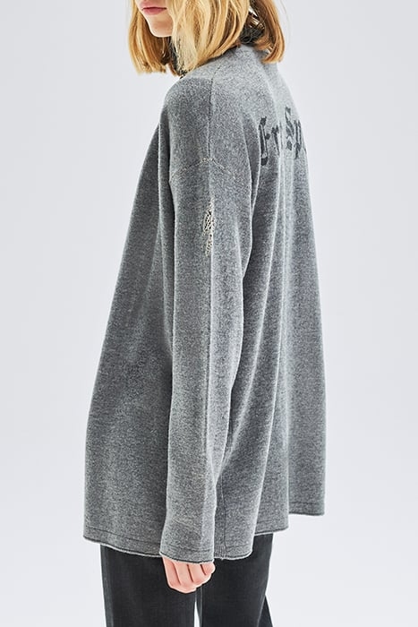 GREY KNIT CARDIGAN WITH SLOGAN ON BACK 6