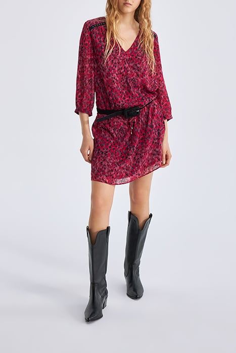 PINK RECYCLED PAISLEY LEOPARD PRINT SHORT DRESS 3