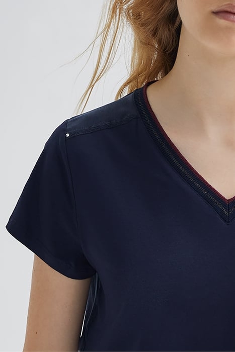NAVY T-SHIRT WITH NAVY STRIPED RIBBING 5
