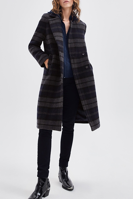 GREY CHECK LONG COAT 2