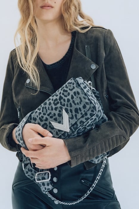 GREY LEOPARD MOTIF SUEDE BROOKLYN 111 BAG 2