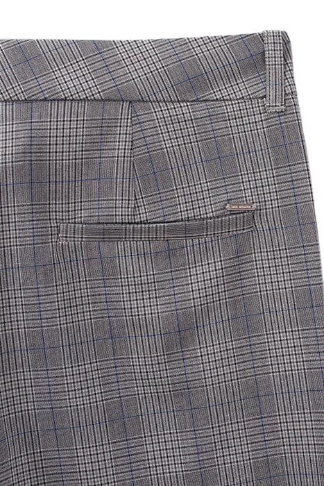 GREY PRINCE OF WALES MOTIF SLIM TROUSERS 5