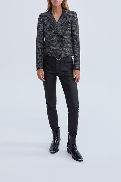 BLACK TWEED-LOOK BIKER-STYLE JACKET 3