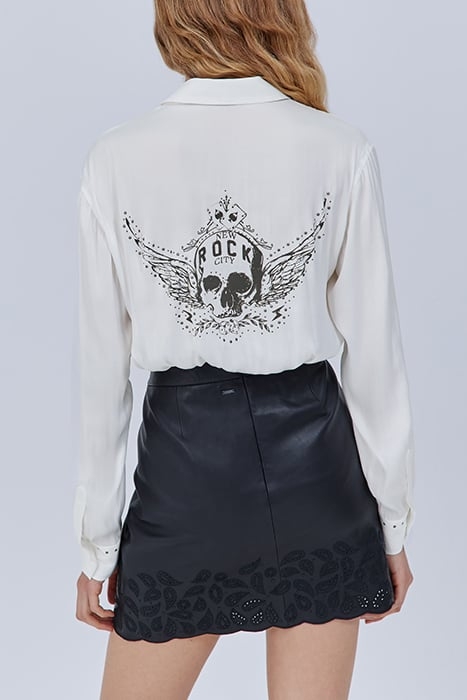 ECRU FLOWING SHIRT WITH STUDDED SKULL 2