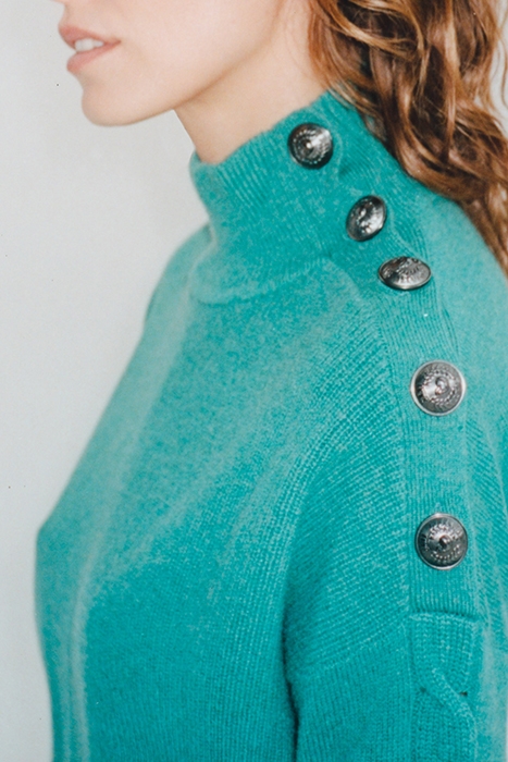 AMAZONITE KNIT SWEATER WITH SHOULDER BUTTONS 5
