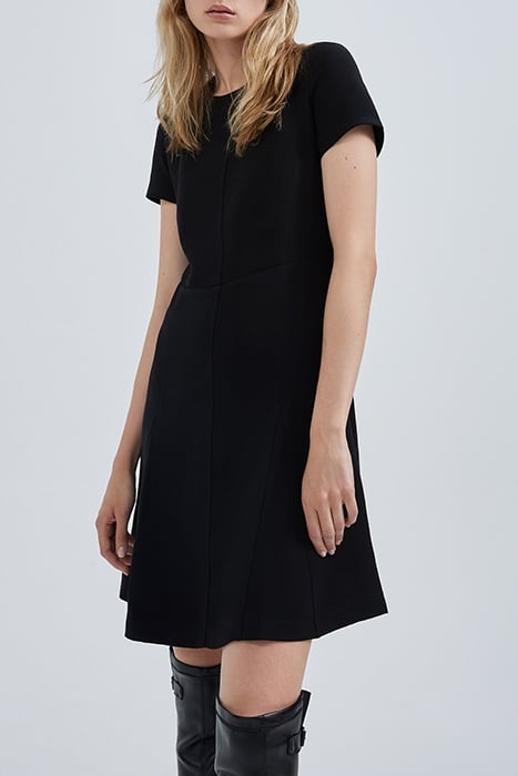BLACK RECYCLED DRESS WITH TOPSTITCHING 1