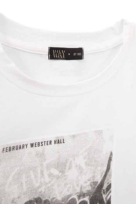 GIRLS’ WHITE CROPPED COTTON T-SHIRT WITH CONCERT IMAGE 4