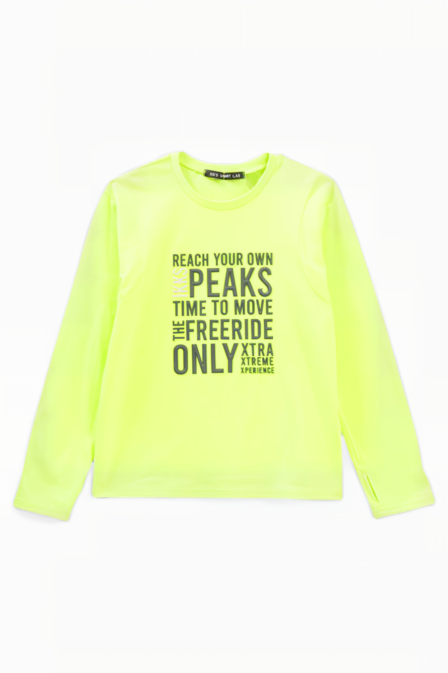 BOYS’ NEON GREEN RUBBER SLOGAN T-SHIRT 1