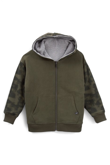 BOYS’ KHAKI/GREY REVERSIBLE HOODED CARDIGAN 2