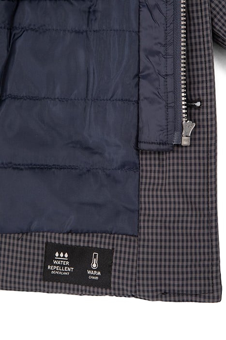 BOYS’ NAVY NYLON CHECK PADDED JACKET TRENCH COAT 6