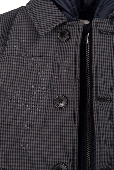 BOYS’ NAVY NYLON CHECK PADDED JACKET TRENCH COAT 7