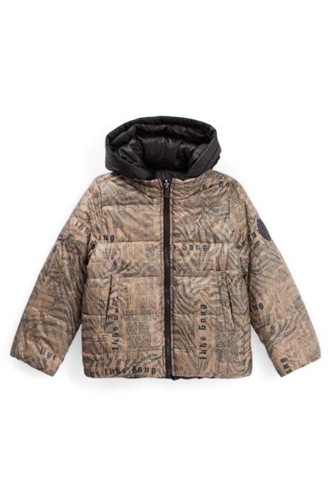 BOYS’ MOCHA PRINT/BLACK REVERSIBLE PADDED JACKET 1