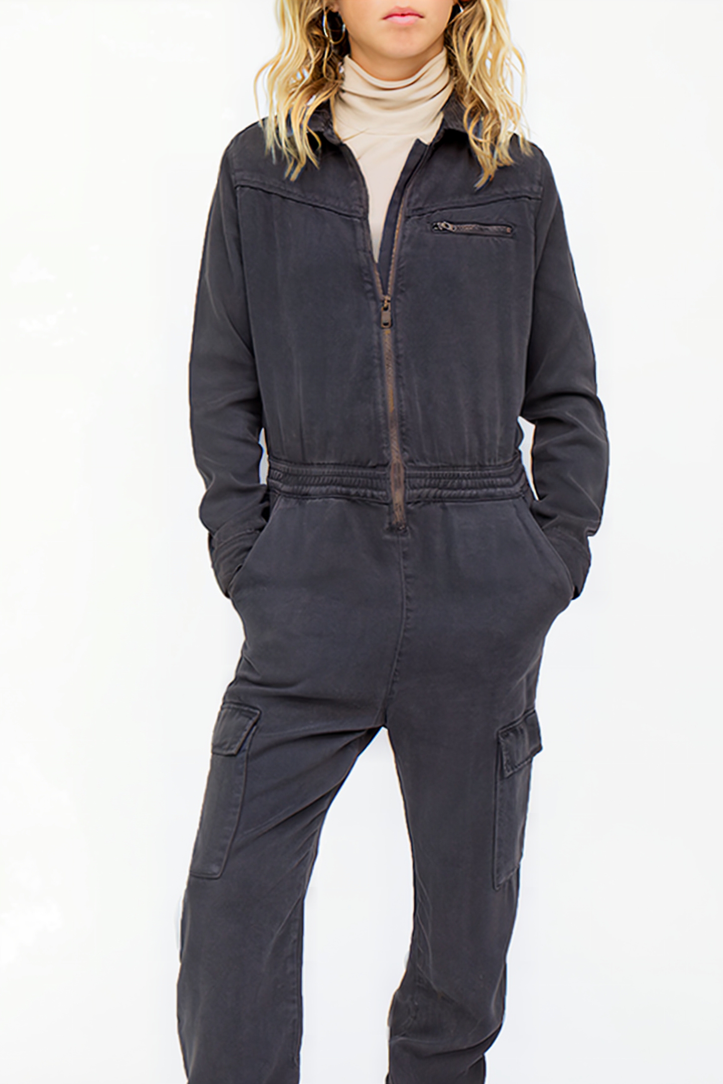 GIRLS’ GREY LYOCELL® ZIPPED JUMPSUIT 3