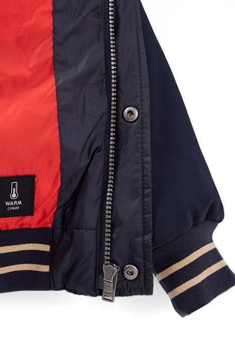 BOYS’ NAVY MIXED-FABRIC BASEBALL-STYLE PADDED JACKET 5