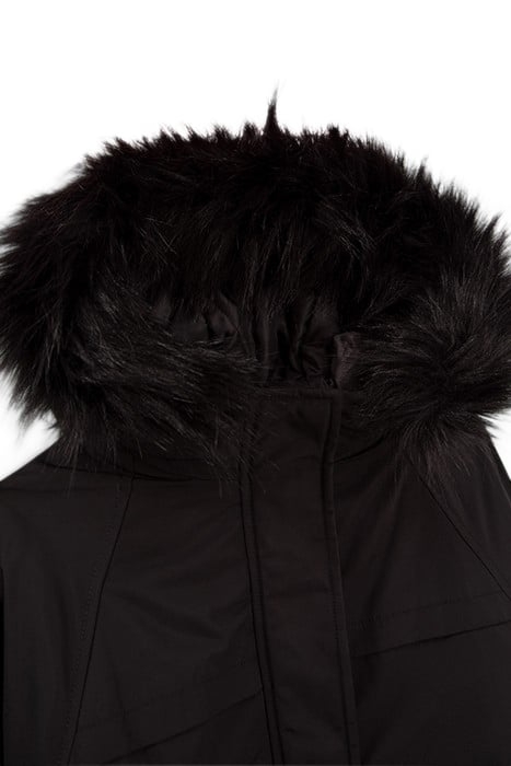 GIRLS’ BLACK CHECK SHERPA FUR-LINED PARKA 3