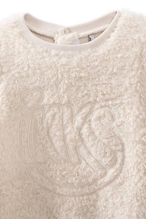 BABY GIRLS’ ECRU SHERPA DRESS WITH EMBROIDERED LOGO 3