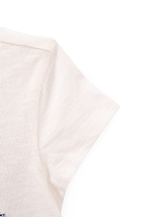 GIRLS' OFF-WHITE T-SHIRT WITH ETHNIC HEART EMBROIDERY 4