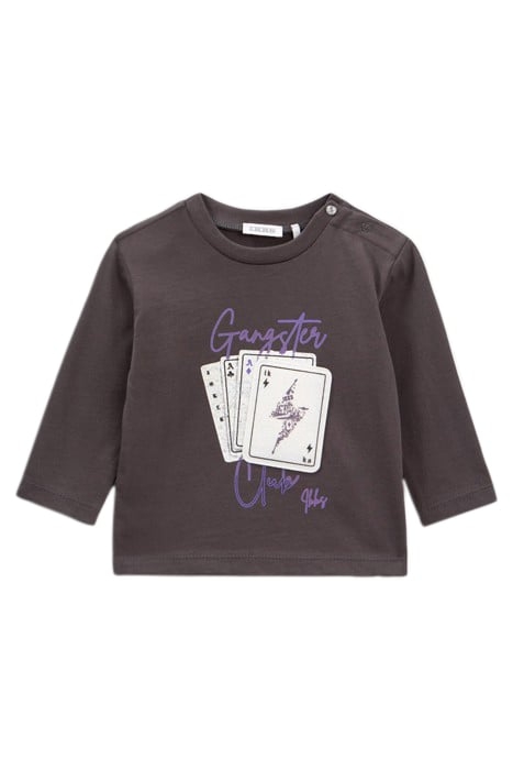 BABY BOYS’ GREY PLAYING CARDS BADGE AND PRINT T-SHIRT 1