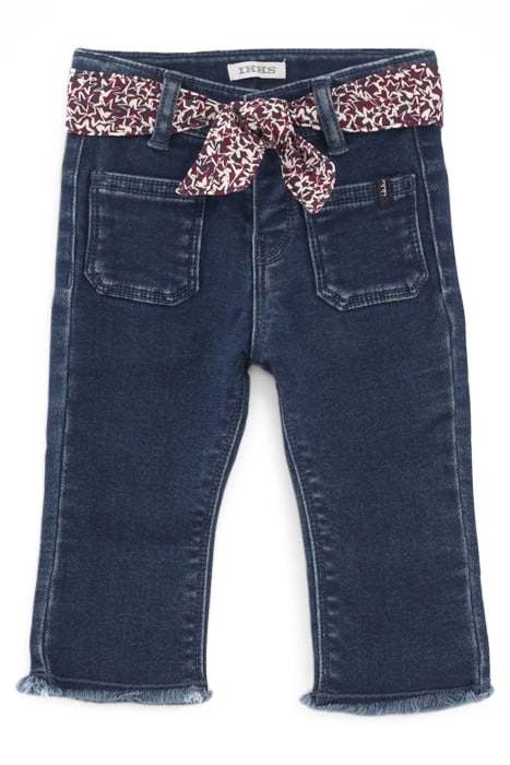BABY GIRLS’ BLUE JEANS WITH FRINGED CUFFS AND SCARF BELT 1