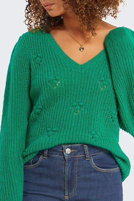 NEON GREEN DECORATIVE STITCH KNIT SWEATER 2