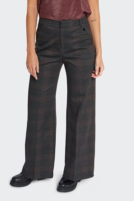 CHARCOAL CHECK UPCYCLED SUIT TROUSERS 1