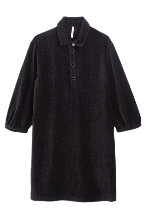 BLACK TEXTURED VELVET DRESS 4