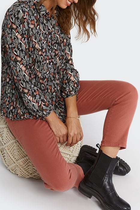 BLACK PLANT PRINT PLEATED SHIRT 5