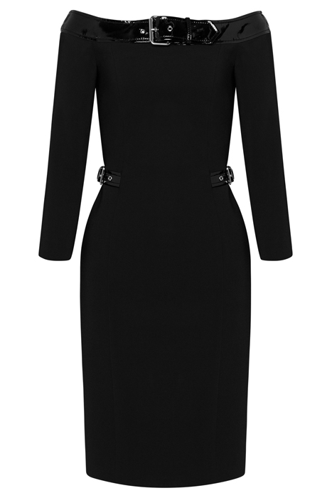 BONDAGE BUCKLE STRETCH CADY DRESS BLACK 3