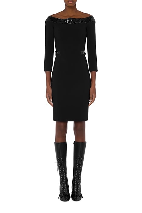BONDAGE BUCKLE STRETCH CADY DRESS BLACK 1