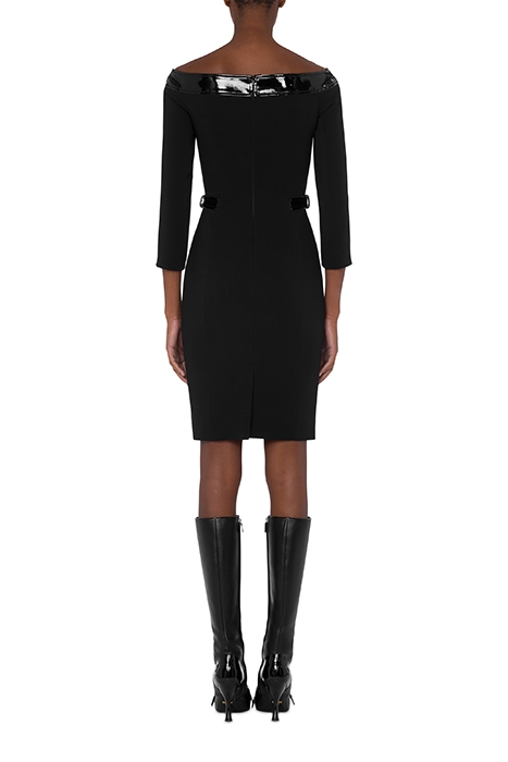 BONDAGE BUCKLE STRETCH CADY DRESS BLACK 2