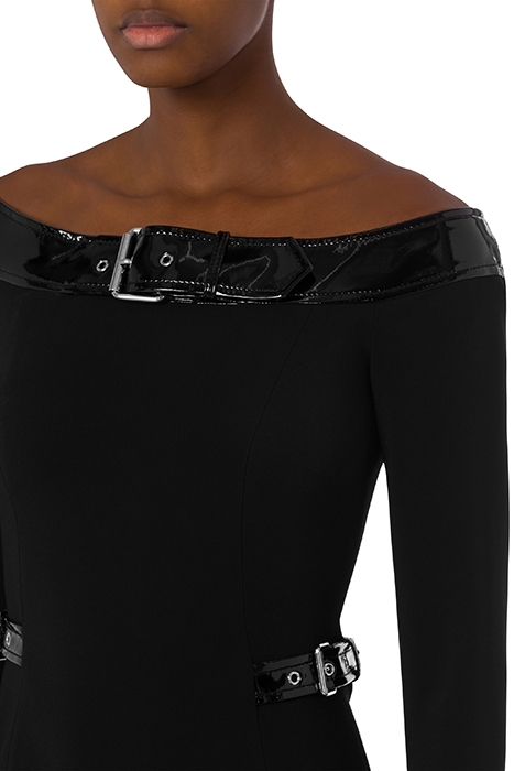 BONDAGE BUCKLE STRETCH CADY DRESS BLACK 4