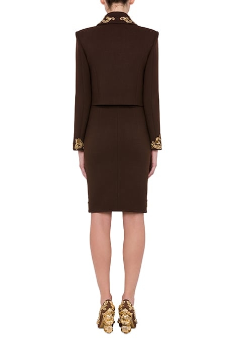 CROPPED CRÊPE JACKET HANDLE WITH CARE BROWN 2