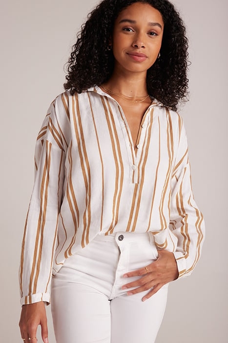 SHIRRED SHOULDER PULLOVER REDWOOD STRIPE 4