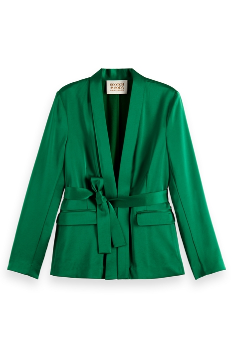 BELTED SATIN SINGLE BREASTED BLAZER PINE TREE 4