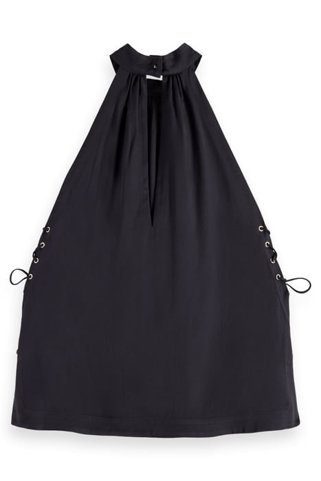 HALTER NECK TOP WITH CRISS CROSS DETAIL EVENING BLACK 2