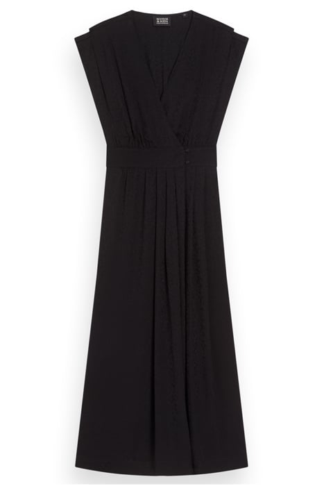 SLEEVELESS VISCOSE WRAP DRESS BLACK 4