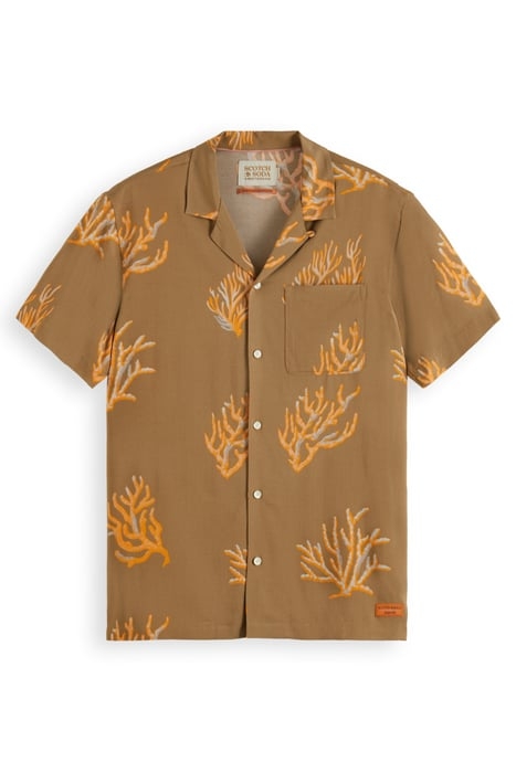 ALLOVER PRINTED VISCOSE SHORT TAUPE CORAL AOP 1