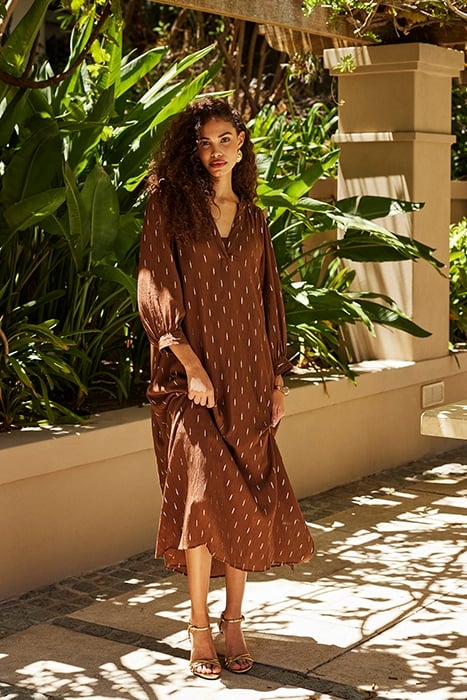 DRESS MID LENGTH BROWN 7