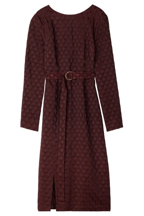 V JACQUARD DRESS BROWN SYRAH 3