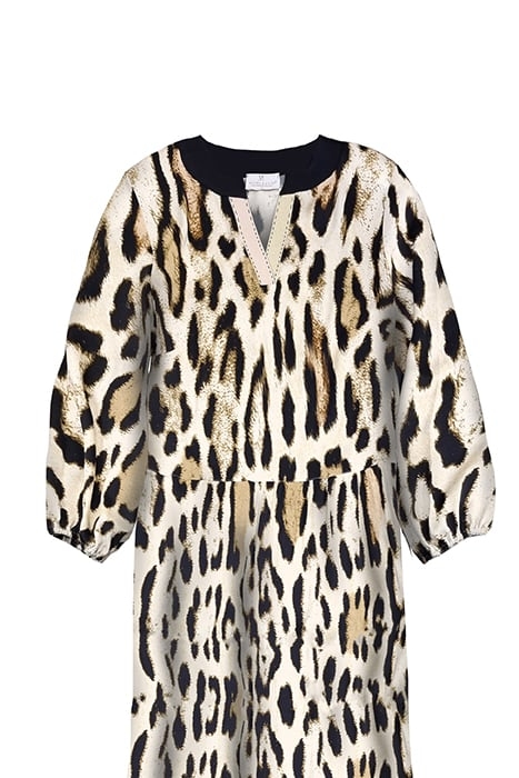 DRESS SAN RAFAEL LONG LEOPARD BLUE, ECRU 2