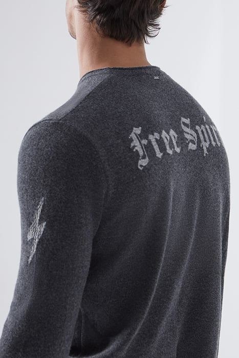 CHARCOAL KNIT SWEATER WITH SLOGAN ON BACK ANTHRACITE 6