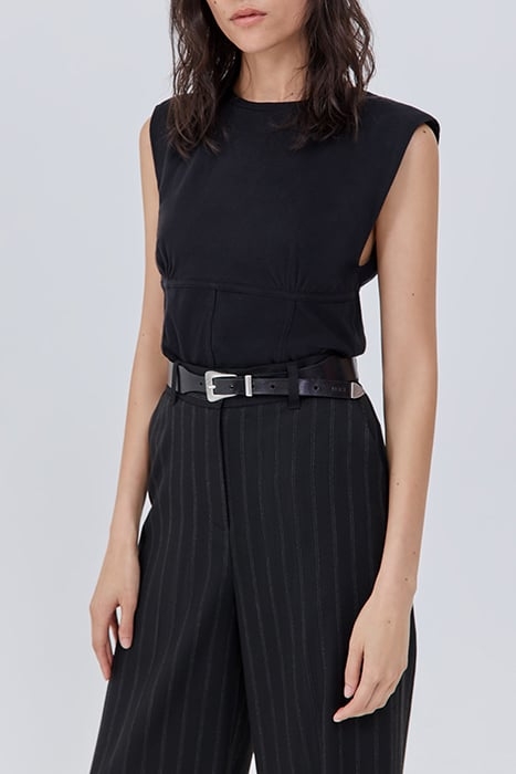 BLACK CORSET-LOOK T-SHIRT BLACK 1