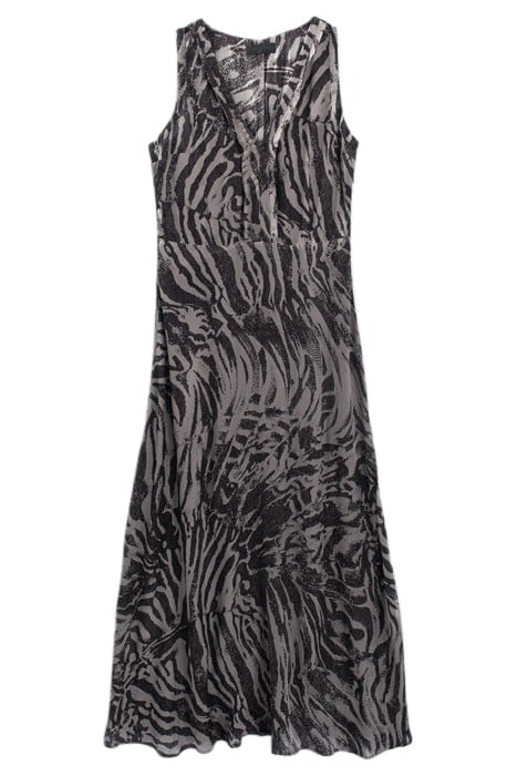 PURE EDITION- GREY LONG ZEBRA PRINT DRESS GREY 3