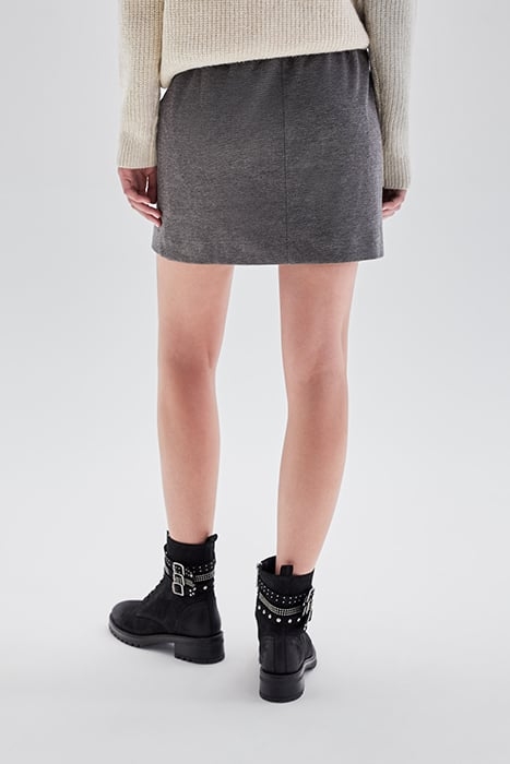 GREY SEMI-PLAIN WRAP SHORT SKIRT GREY 2