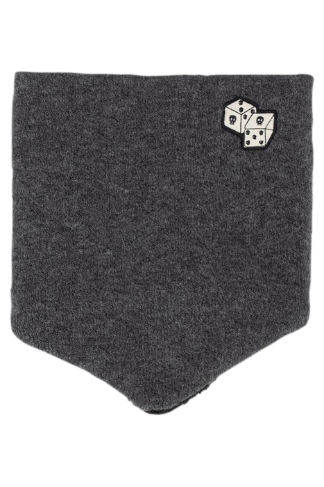 BOYS’ GREY FUR-LINED KNIT SNOOD WITH DICE BADGE GREY 1