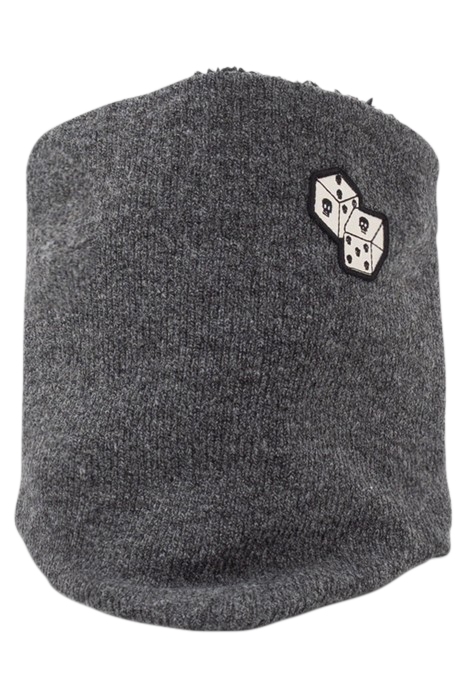 BOYS’ GREY FUR-LINED KNIT SNOOD WITH DICE BADGE GREY 3