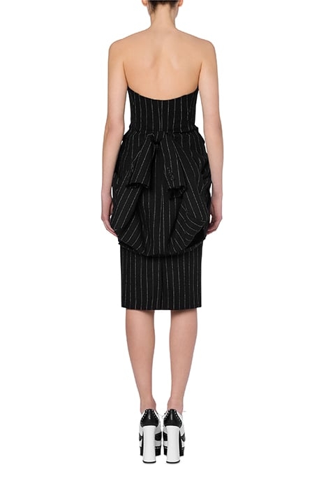 STRETCH PINSTRIPE BUSTIER TOP BLACK 2