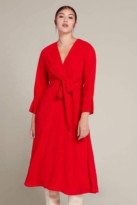 RED WRAP DRESS WITH KNOT RED 1