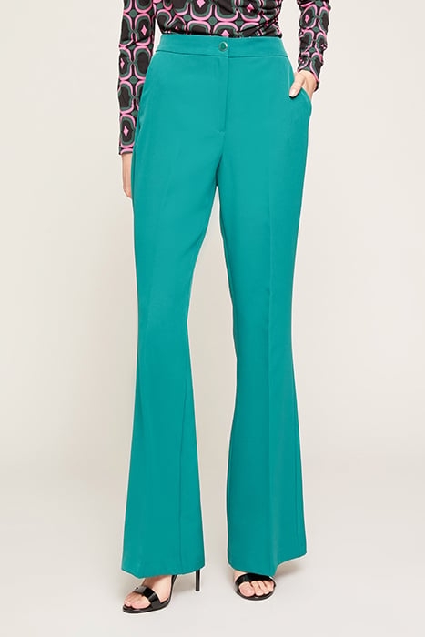 TECHNICAL FABRIC FLARED TROUSERS GREEN 1