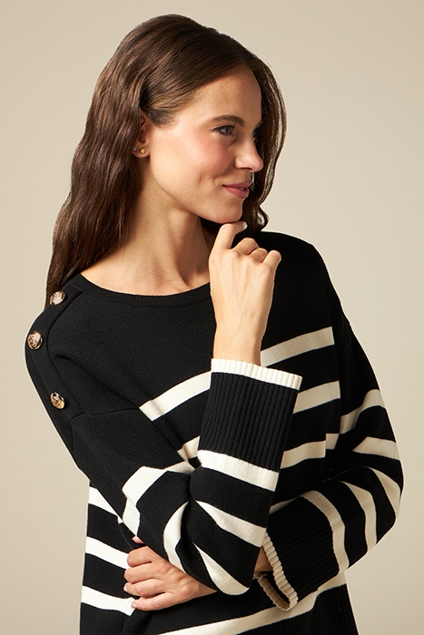 STRIPED SWEATER WITH ARMY BUTTONS BLACK 4